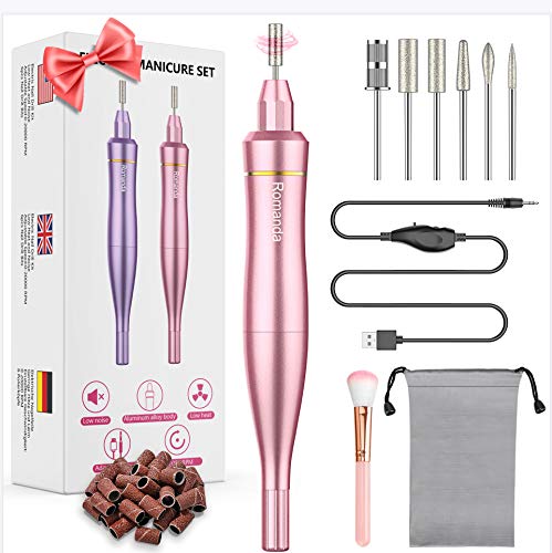 Professional Electric Nail Drill Kit for Manicure & Pedicure - Rechargeable Nail File Machine with 6 Bits & LED Light - Perfect for Home Nail Care & Salon Use