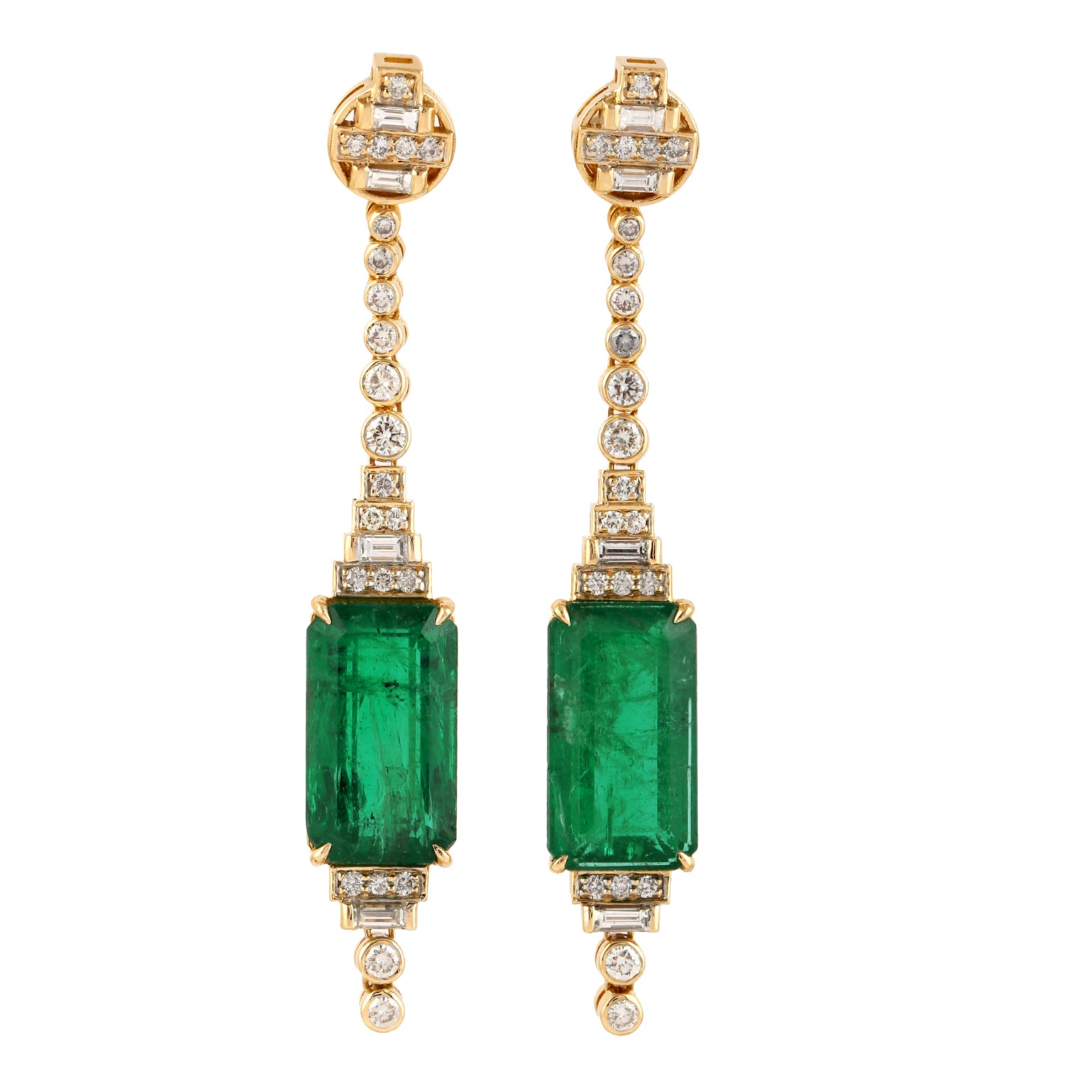 Natural Emerald May Birthstone Diamond Dangle Earrings 18K Gold for Women - Perfect for Weddings, Anniversaries & Special Occasions