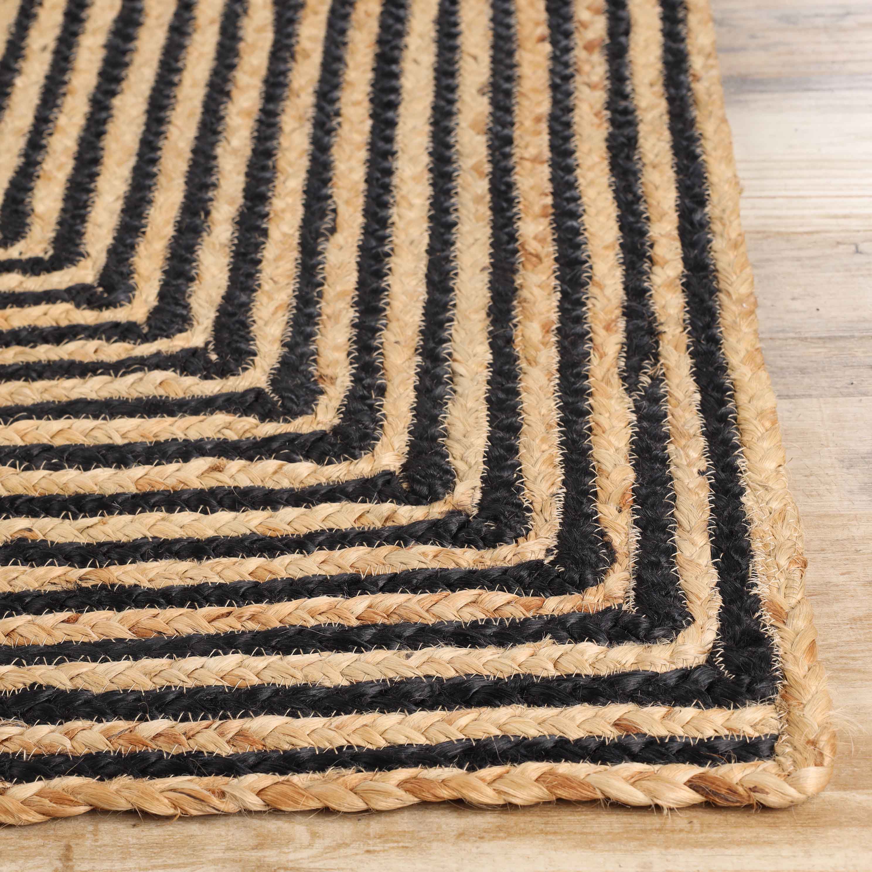 Braided Jute Reversible Handwoven Area Rug - Natural Fiber Floor Mat for Living Room, Bedroom, Patio - Eco-Friendly Indoor Outdoor Decor