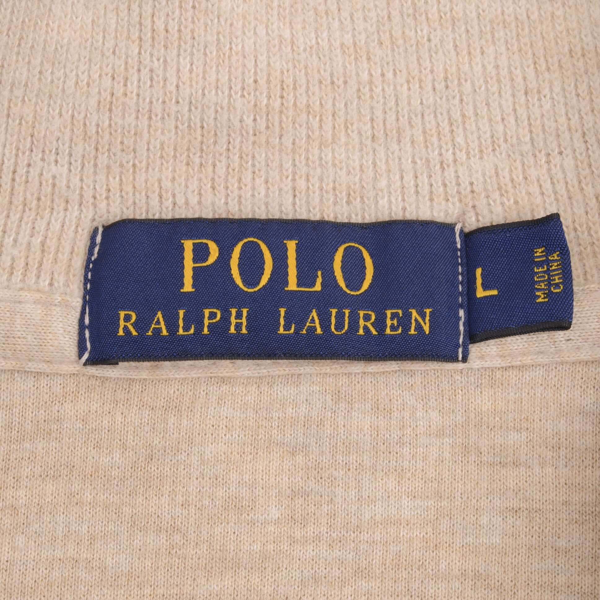 Polo Ralph Lauren Beige Quarter Zip Sweater for Men - Size Large - Comfortable & Stylish Pullover for Casual Wear, Office & Outdoor Activities