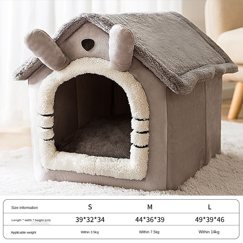Four Seasons Universal Plush Dog Bed - Soft Indoor Dog House for Small Medium Large Dogs - Cozy Pet Bed for Living Room, Bedroom & Kennel Use