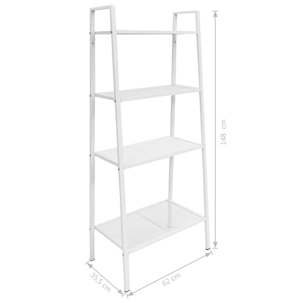 4-Tier White Metal Ladder Bookcase - Freestanding Open Shelf for Living Room, Bedroom & Office - Tall Storage Organizer for Books, Decor & Display - Modern Space-Saving Shelving Unit for Home & Workspace