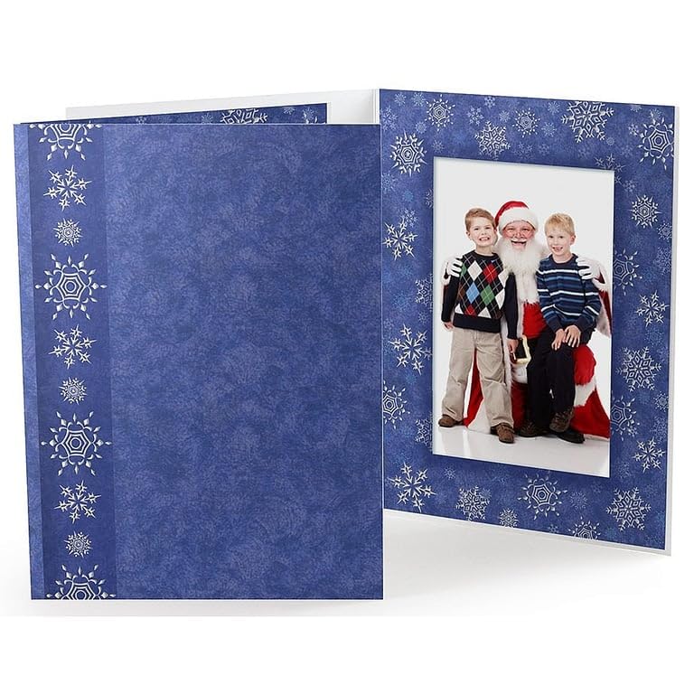 50 Pack 5x7 Snowflake Holiday Photo Cardstock Folders - Premium Quality for Christmas Greetings, Invitations & Scrapbooking - Bulk Discount for Events & Parties