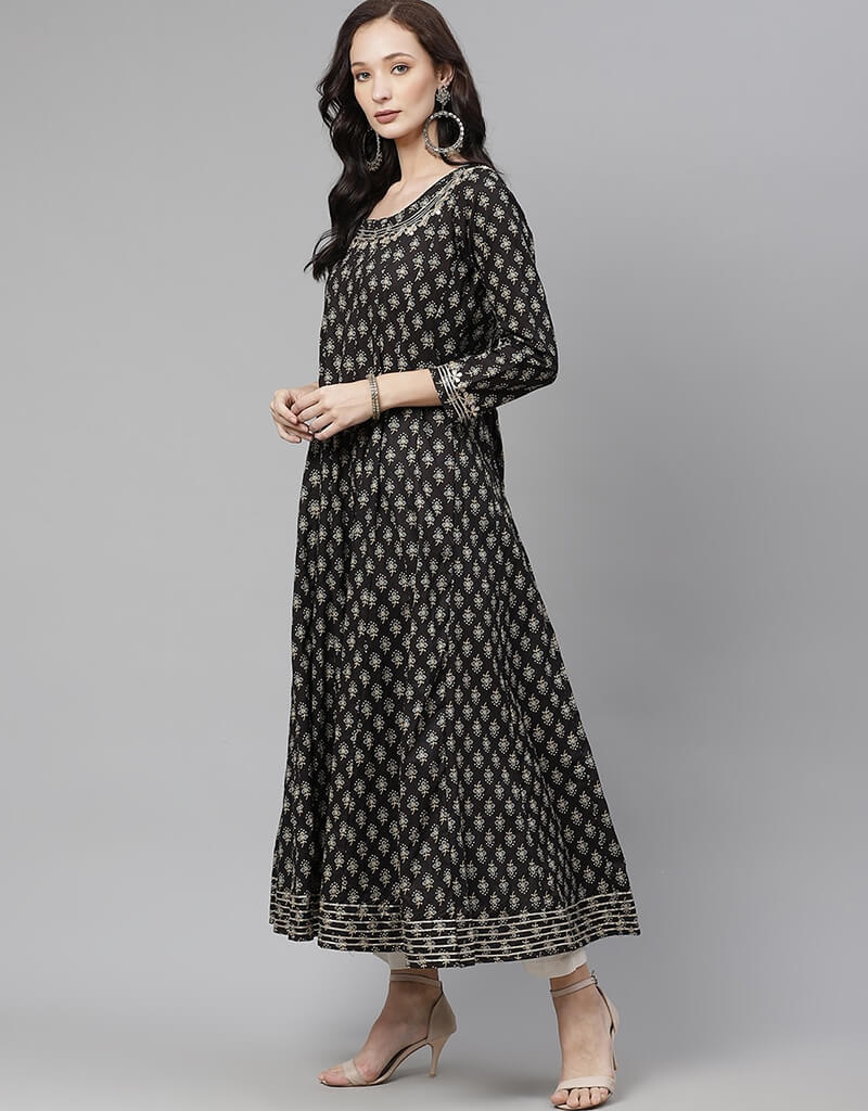 Stylish Black Cotton Straight Kurti for Women - Comfortable & Trendy Ethnic Wear for Casual Outings & Festive Occasions