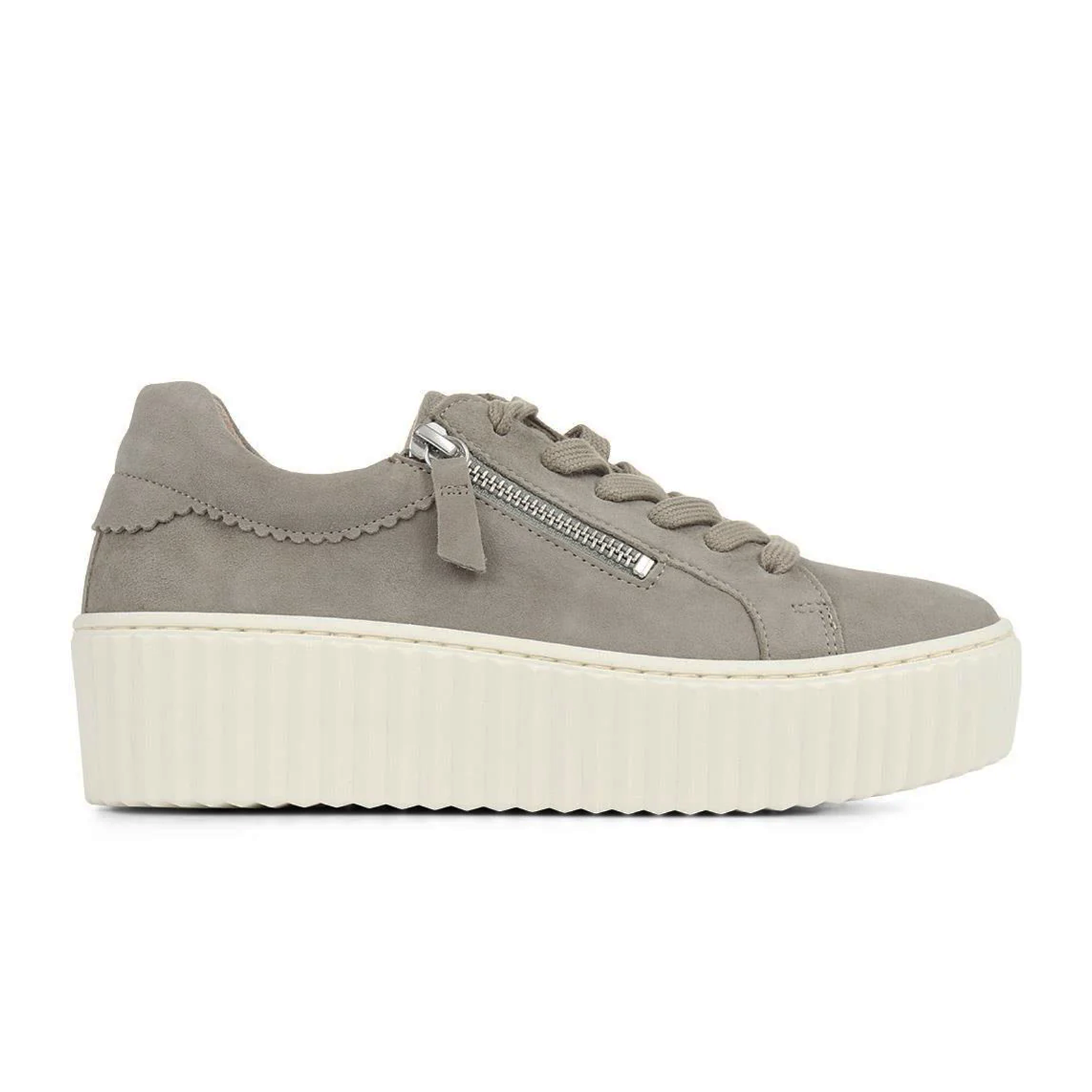 Gabor 23200 Women's Double Zip Platform Sneakers - Chunky Heel Slip-On Shoes with Velvet Upper for Casual Wear & Everyday Comfort