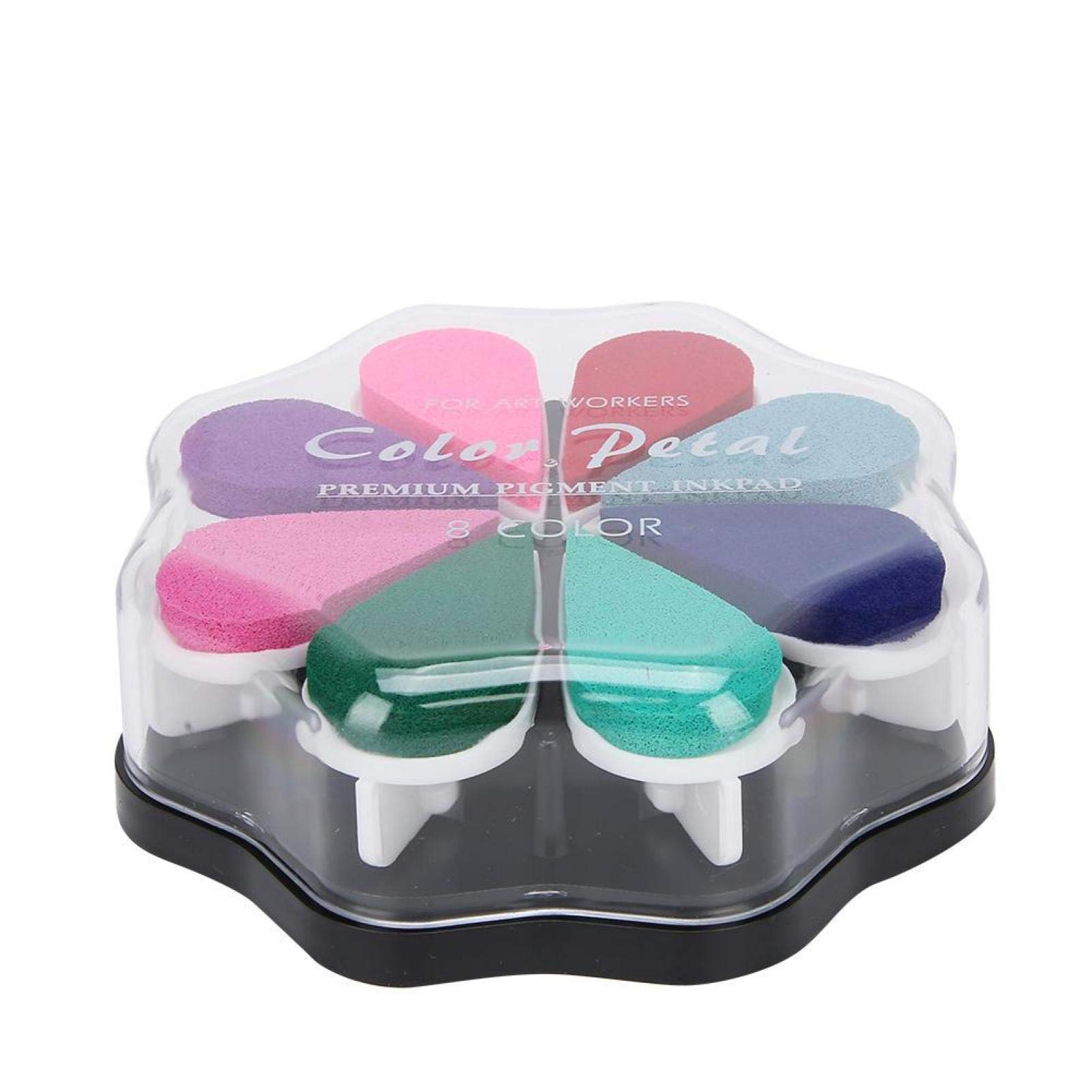 8-Color Petal Shape Ink Pad Set for Scrapbooking, DIY Stamping & Painting - Washable Finger Ink Stamp Pad for Arts & Crafts, Card Making, Journaling & Rubber Stamps Accessories (#2)