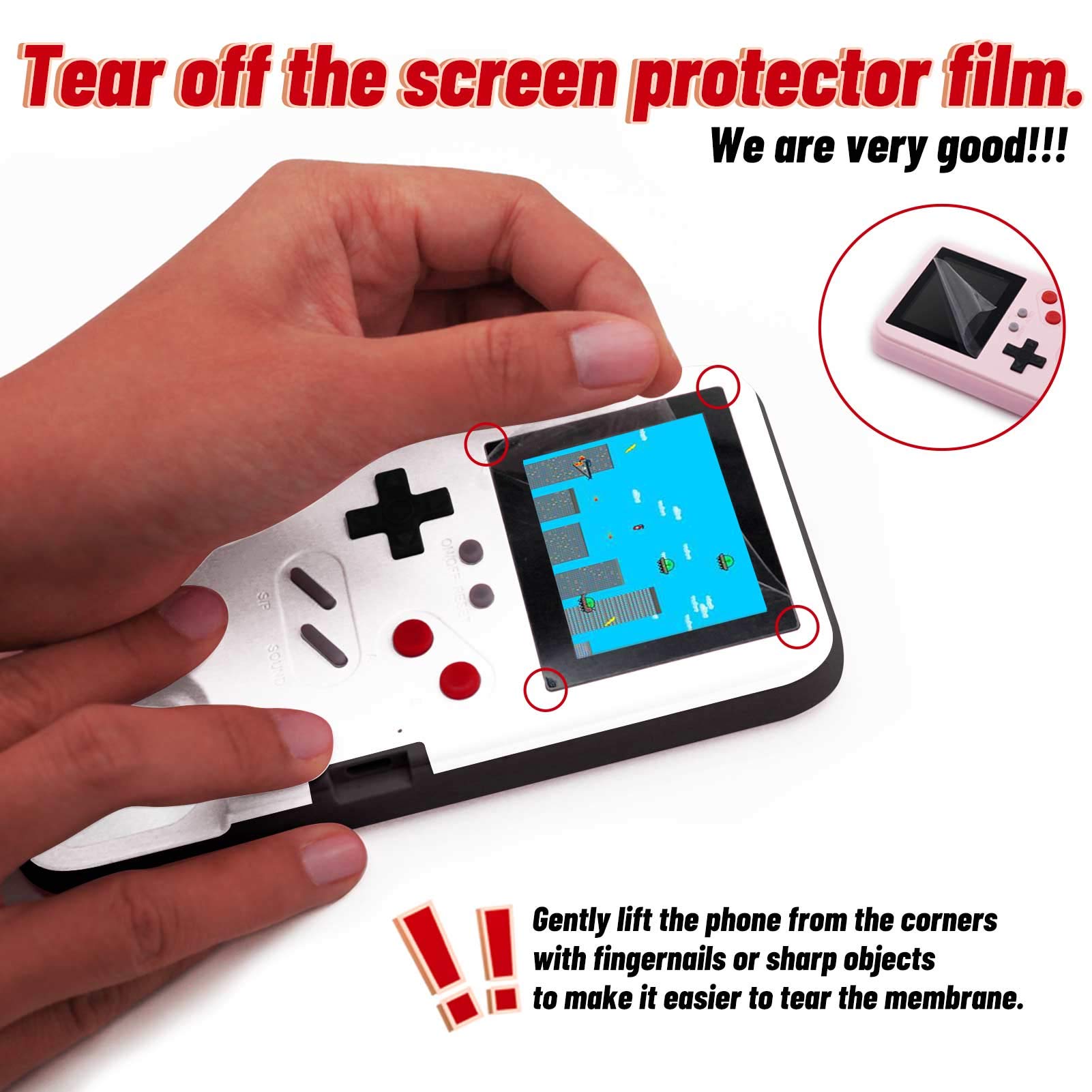 LucBuy Retro Game Console Case for iPhone 11 Pro Max - Shockproof Protective Cover with 36 Built-in Games & Full Color Display | Self-Powered Gaming Case | Perfect for Travel, Commuting & Entertainment (White)