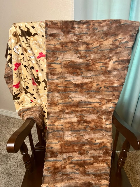 Rustic Cowboy Buckaroo Fox Copper & Brick Minky Blanket - 53x65 Inch Large Soft Throw Blanket for Western Home Decor, Cabin Bedding, or Cozy Sofa Snuggling