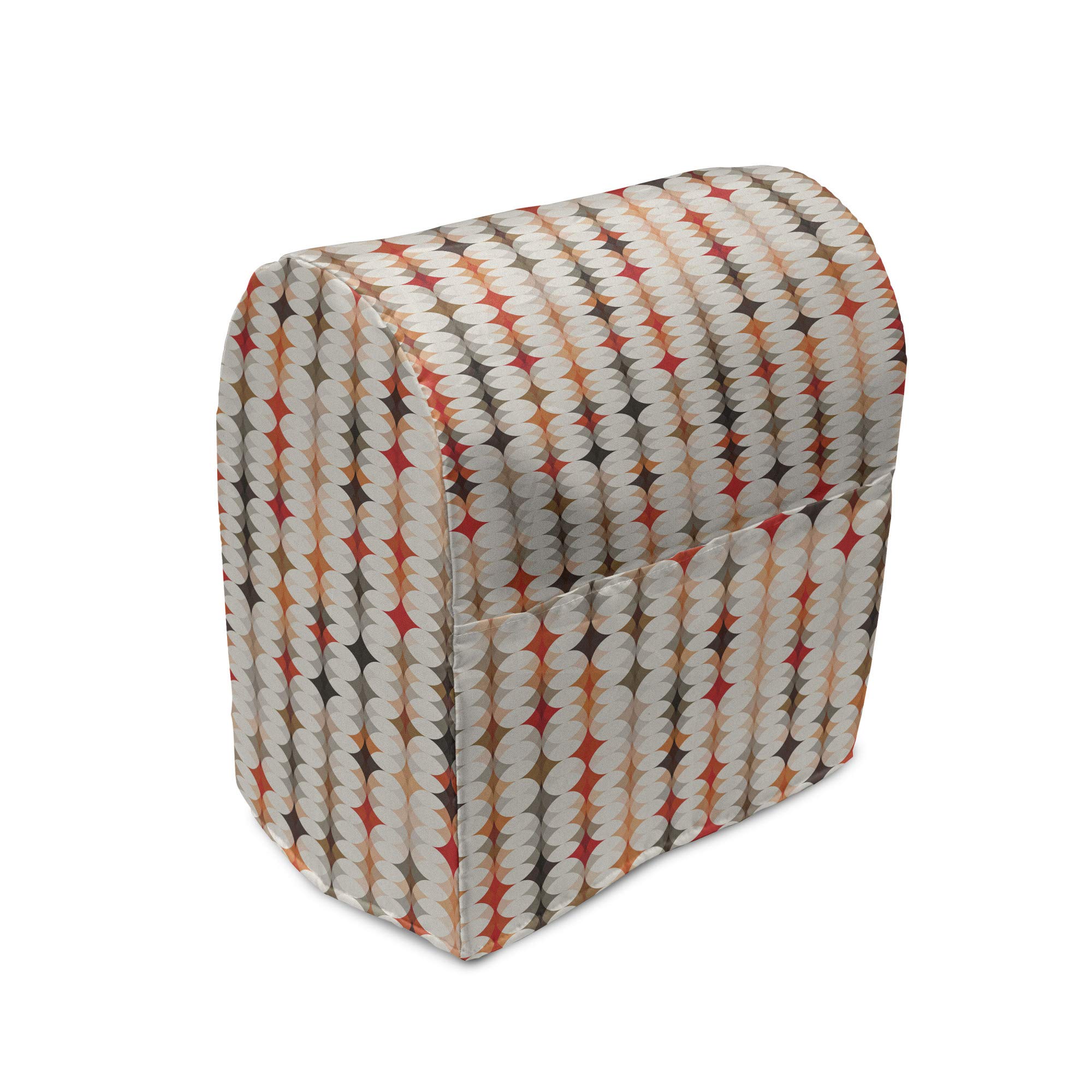 Ambesonne Vintage Geometric Stand Mixer Cover - Oval Mosaic Pattern in Orange Peach Red, 6-8 Quart Kitchen Appliance Organizer with Pocket | Perfect for Baking, Kitchen Organization & Countertop Protection