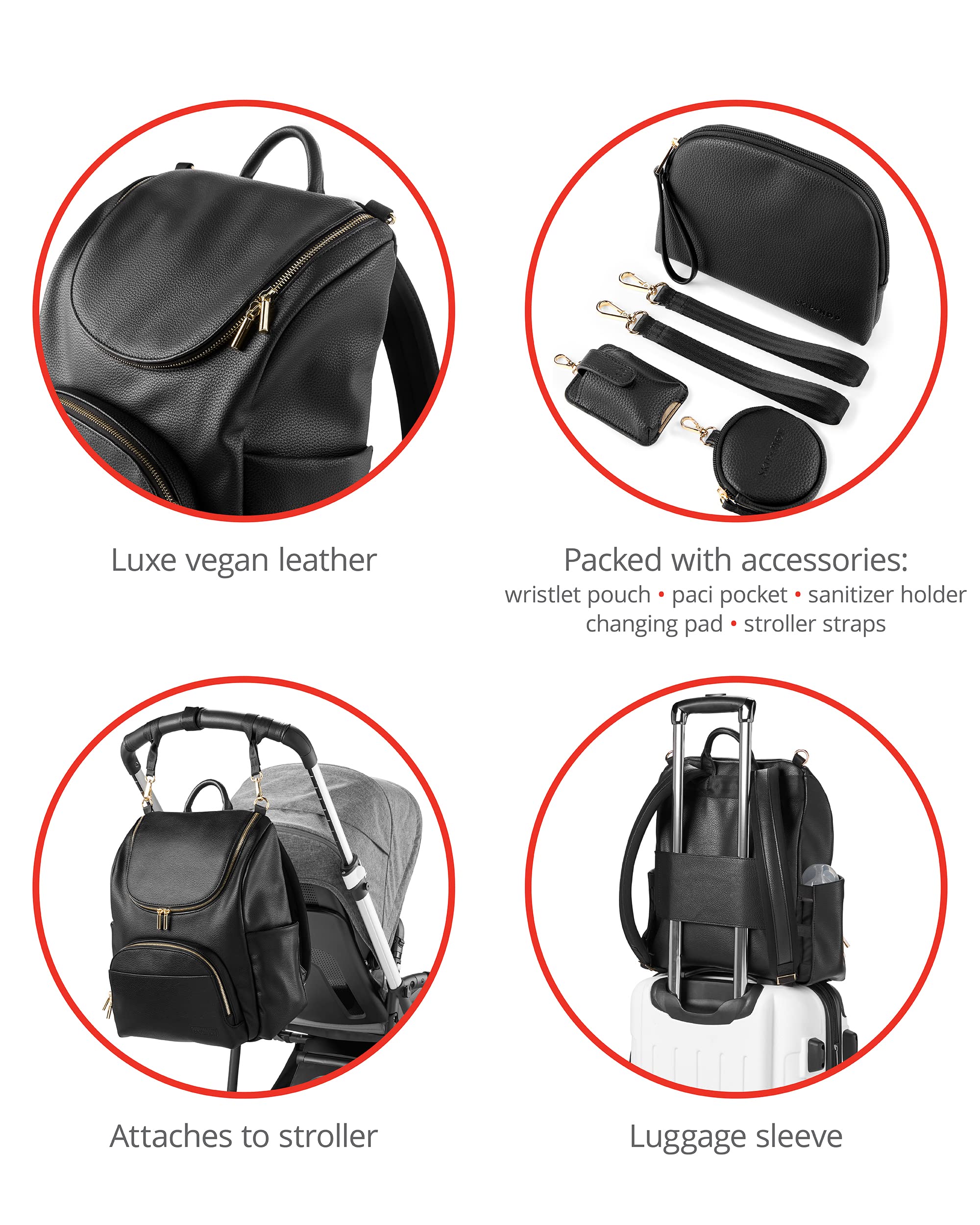 Skip Hop Evermore Diaper Backpack - 6-in-1 Multi-Functional Baby Travel Bag for Parents, Black | Perfect for Daycare, Travel & On-the-Go Parenting Essentials