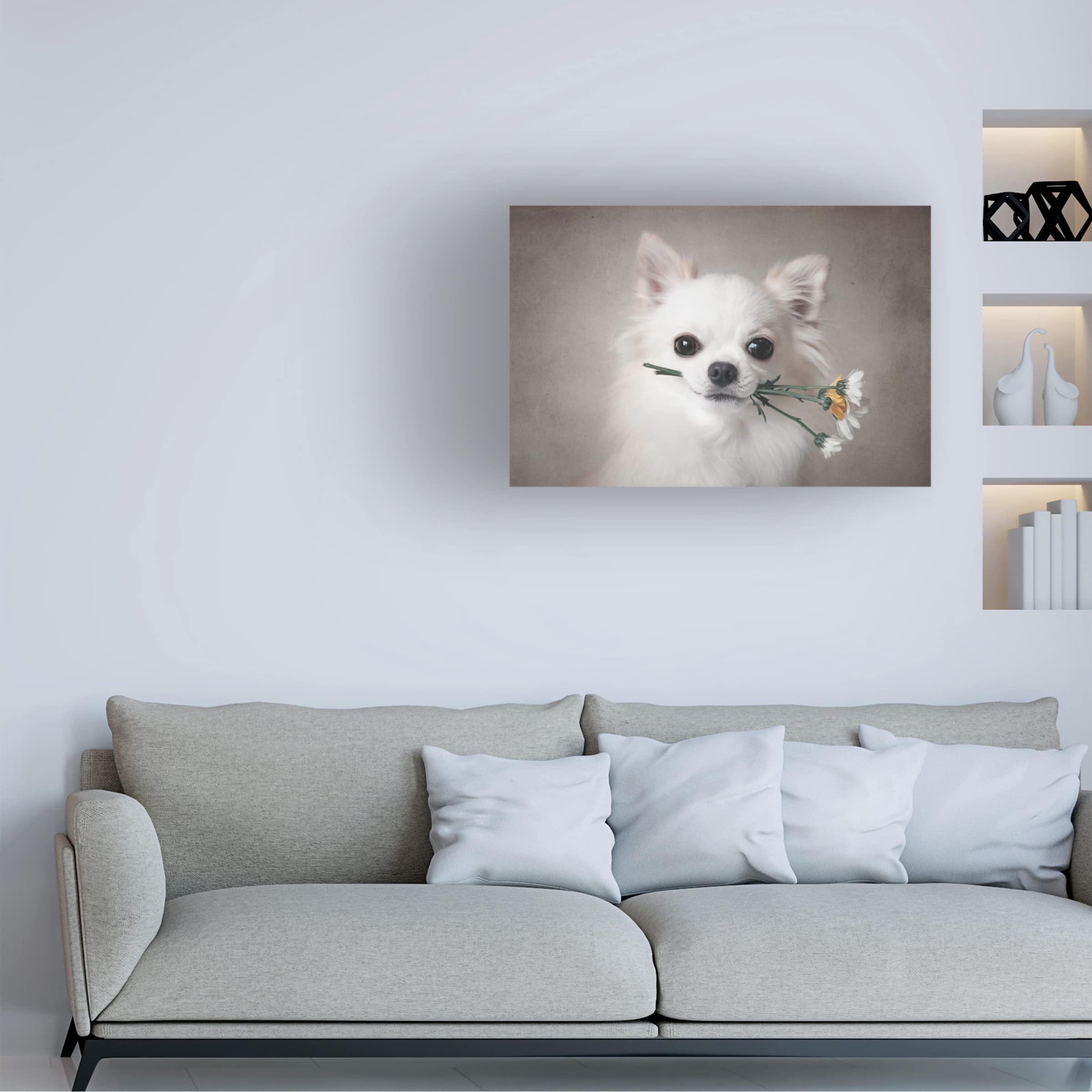 Trademark Fine Art 'Chihuahua With Flowers' Canvas Wall Art Print by Lienjp - Perfect for Living Room, Bedroom & Office Decor