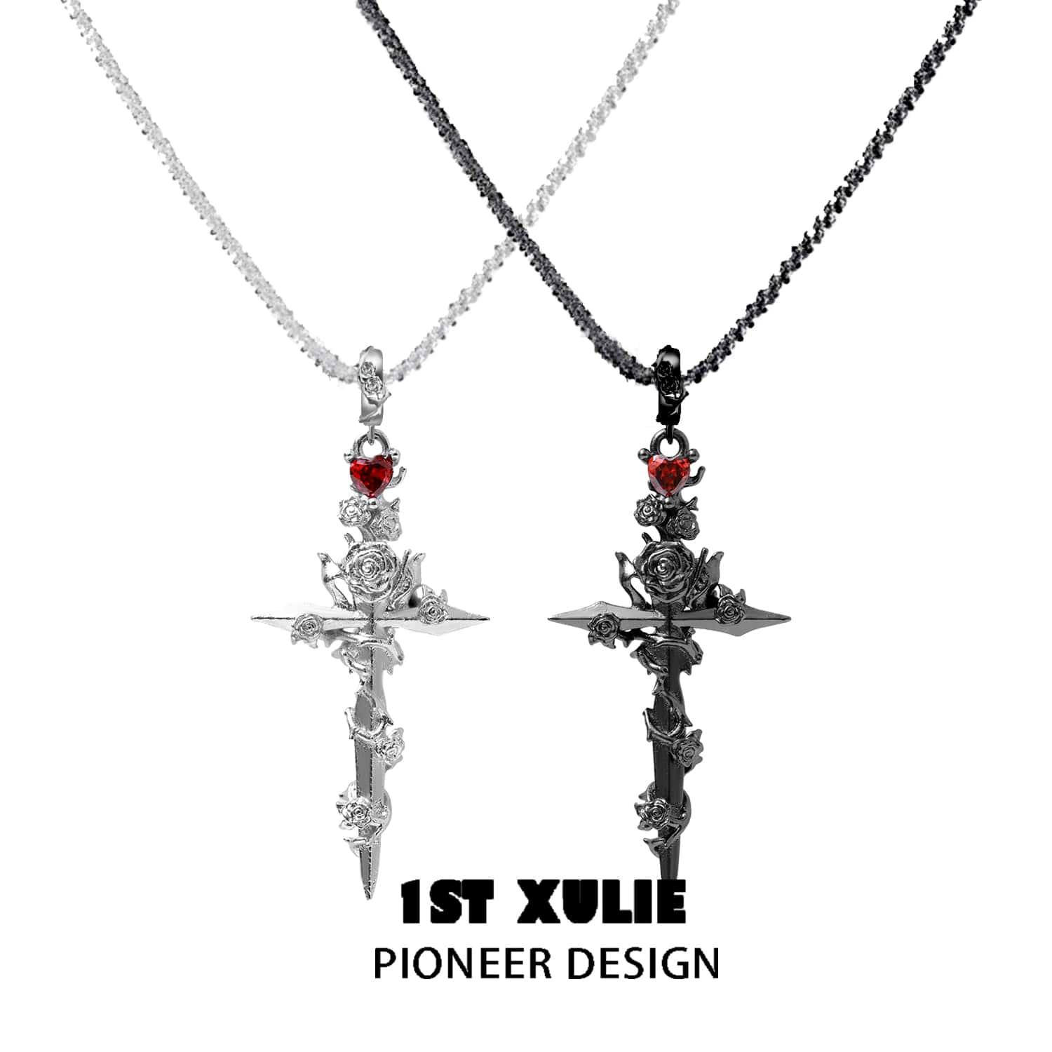18K Gold Plated Sword Necklace for Women - Elegant Rose Design, 24K Gold & Platinum Options - Perfect for Gifts, Cosplay, and Medieval-Themed Events