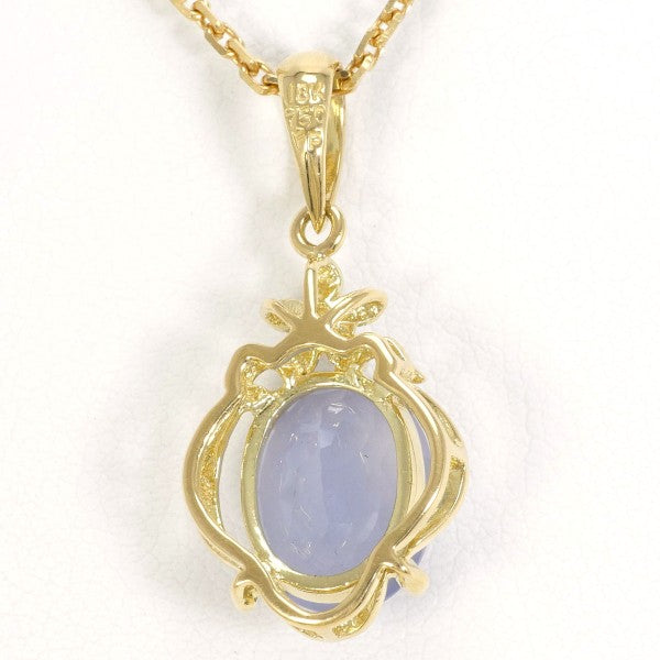 18K Yellow Gold Chalcedony Diamond Necklace for Women - Elegant Gemstone Jewelry Gift for Anniversary, Wedding & Special Occasions