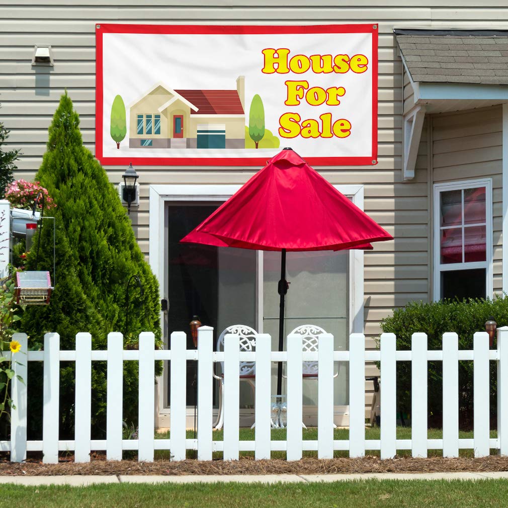 Custom Vinyl Banner for Sale - Durable Outdoor Weatherproof House Advertising Sign with 10 Grommets (60x144 Inches) - Perfect for Real Estate Yard Signs, Business Promotion & Event Displays