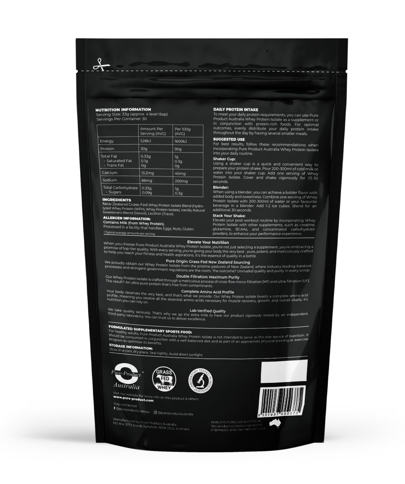 Premium Grass-Fed Whey Protein Isolate & Hydrolyzed - 30g Protein per Serving, Fast Absorption, Non-GMO, Easy Digest - NZ Sourced Protein Powder - 3kg (6.6 lbs) Vanilla Flavor - Ideal for Post-Workout Recovery, Muscle Building & Weight Management