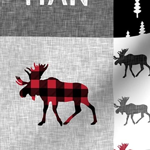 Premium Spoonflower Fabric - Woodland Buffalo Plaid Moose Print on Petal Signature Cotton by The Yard for Quilting, Sewing & DIY Crafts | Perfect for Camping Decor, Apparel & Home Décor