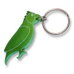 Green Parrot Bottle Opener Keychain - Durable Stainless Steel Beer Bottle Cap Opener with Ring Hook - Perfect for Camping, Parties, and Outdoor Adventures
