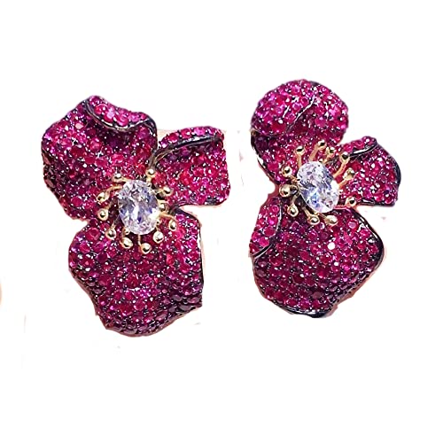 Luxury Lab-Created Ruby Jewelry Set - Black Gold Plated Silver Ring & Earrings for Anniversary Gifts | Romantic Occasions