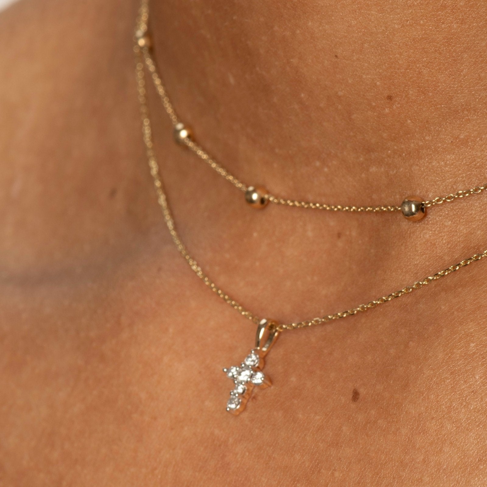 10k Yellow Gold Dainty Diamond Cross Pendant Necklace - Elegant Religious Jewelry for Women, Perfect for Gifts, Baptism, Weddings & Everyday Wear