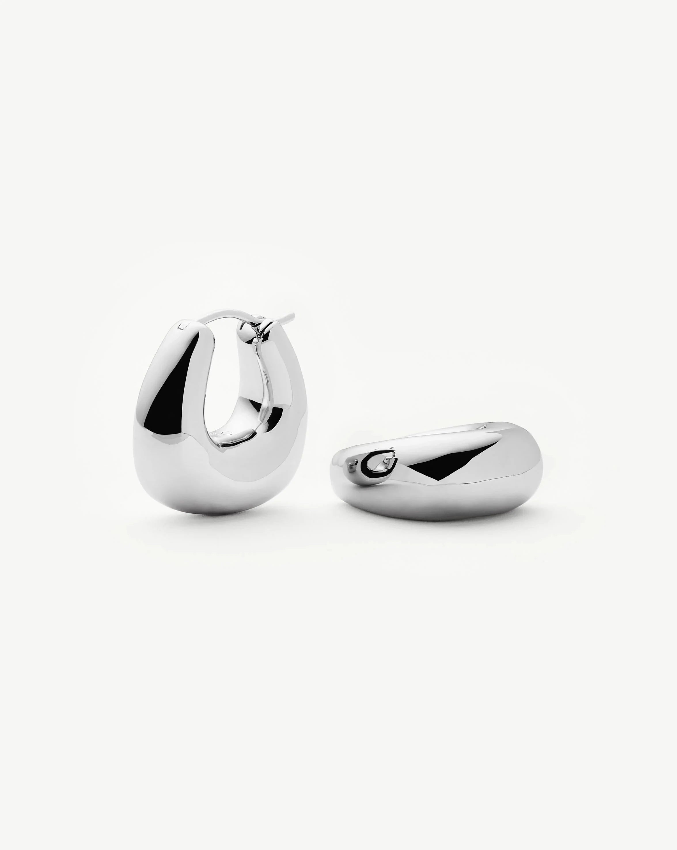 Stylish Sculptural Chubby Small Hoop Earrings - Silver Plated Dainty Jewelry for Women | Perfect for Everyday Wear, Date Night & Office Outfits