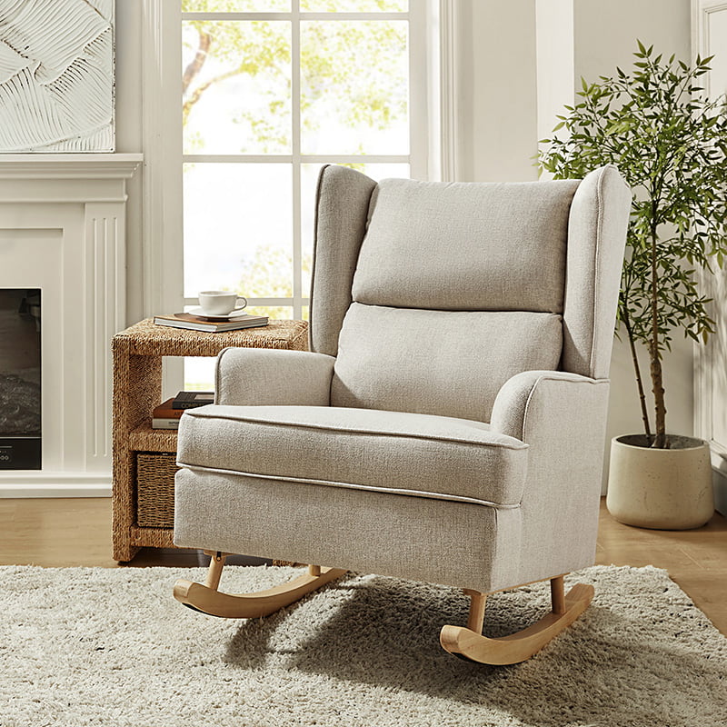 Andreo Modern Tufted Upholstered Rocking Chair - Comfortable Nursery Rocker for Baby Room, Living Room & Bedroom - Perfect for Nursing, Relaxing & Home Decor