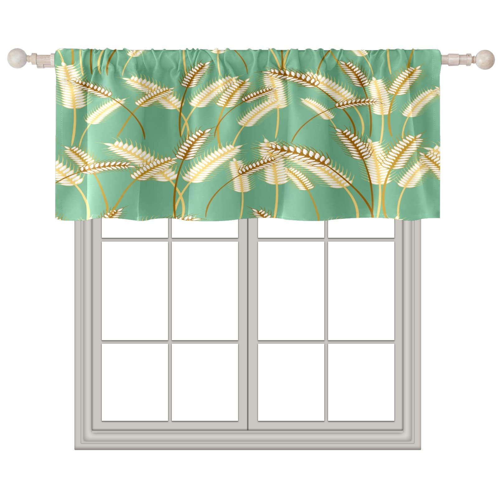 18x52 Inch Foxtail Grass Print Window Valances - Rod Pocket Curtain Valances for Living Room, Bedroom & Kitchen - Decorative Short Window Treatments for Home Decor