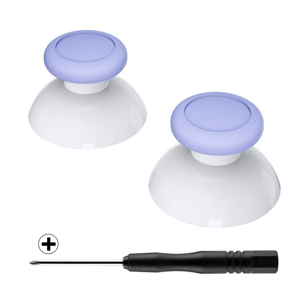 eXtremeRate Light Violet & White Dual-Color 3D Replacement Joystick Thumbsticks for Nintendo Switch Pro Controller - Analog Thumb Sticks with Cross Screwdriver - Perfect for Gaming, Customization & Controller Repair