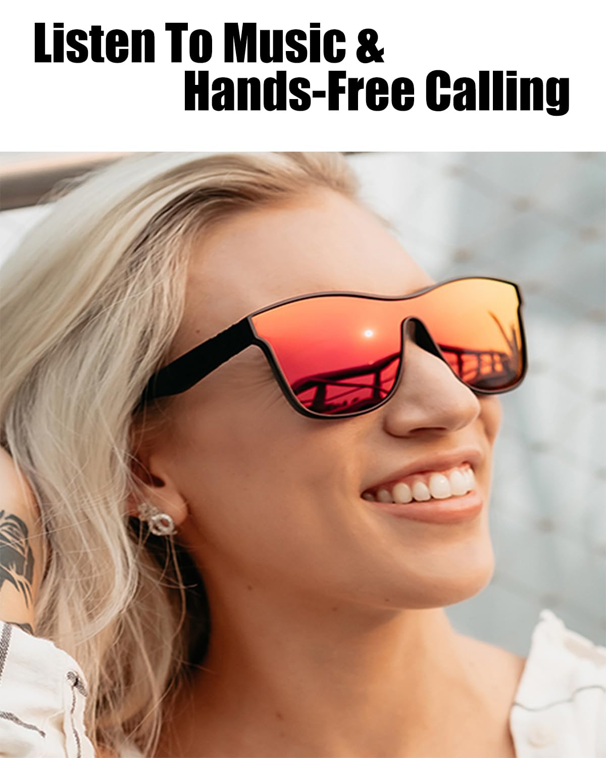 Smart Bluetooth Sunglasses for Men & Women - Polarized Lenses, Built-in Speakers, Touch/Voice Control - Perfect for Running, Driving & Outdoor Activities