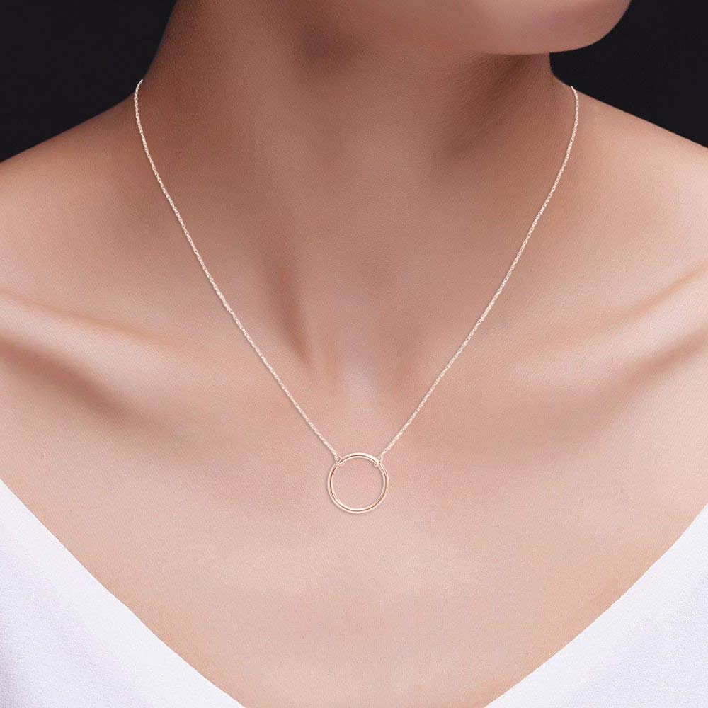 10k Gold AFFY Open Circle Pendant Necklace for Women - Elegant Layering Jewelry for Everyday Wear, Date Nights & Special Occasions