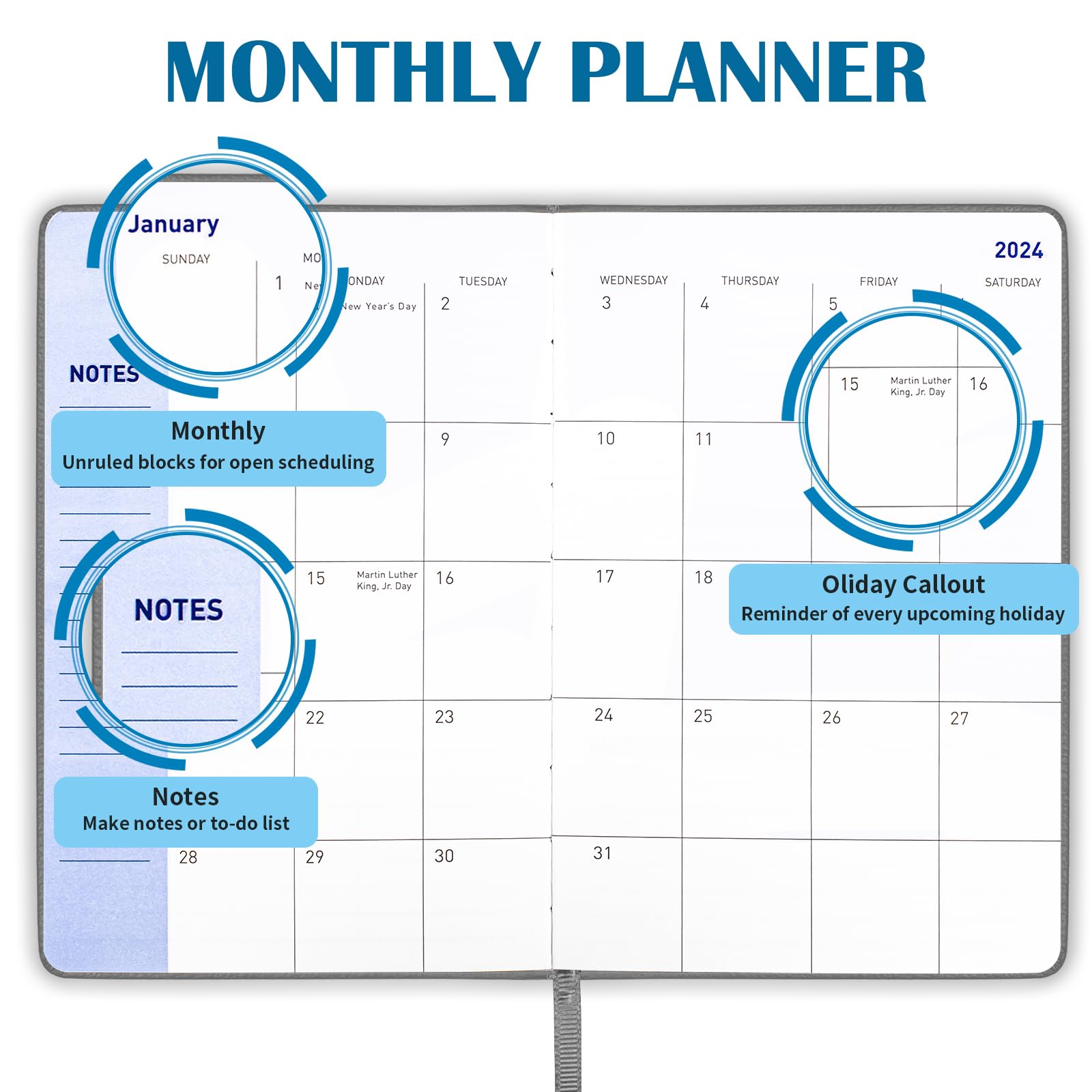 2024-2025 Leather Planner - 18 Month Weekly & Monthly Academic Calendar Book (Jan 2024-Jun 2025) - Teacher Planner, Daily Agenda & Appointment Organizer - 5.7