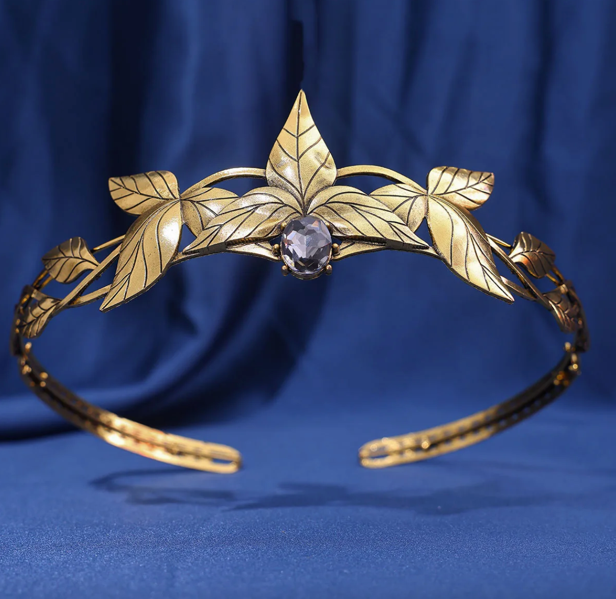 Enchanted Forest Elven Leaf Diadem Headpiece - Fantasy Cosplay Crown for Renaissance Faires, LARP & Themed Weddings