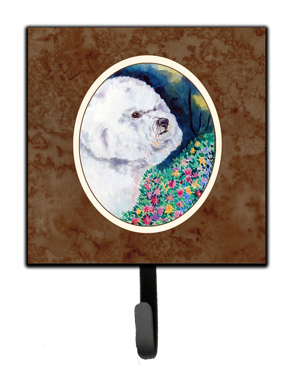 Caroline's Treasures 7225SH4 Bichon Frise Wall Mount Key Holder & Coat Rack - Multi-Purpose Hooks for Keys, Leashes, Towels, Aprons - Perfect for Entryway, Kitchen, or Mudroom Organization