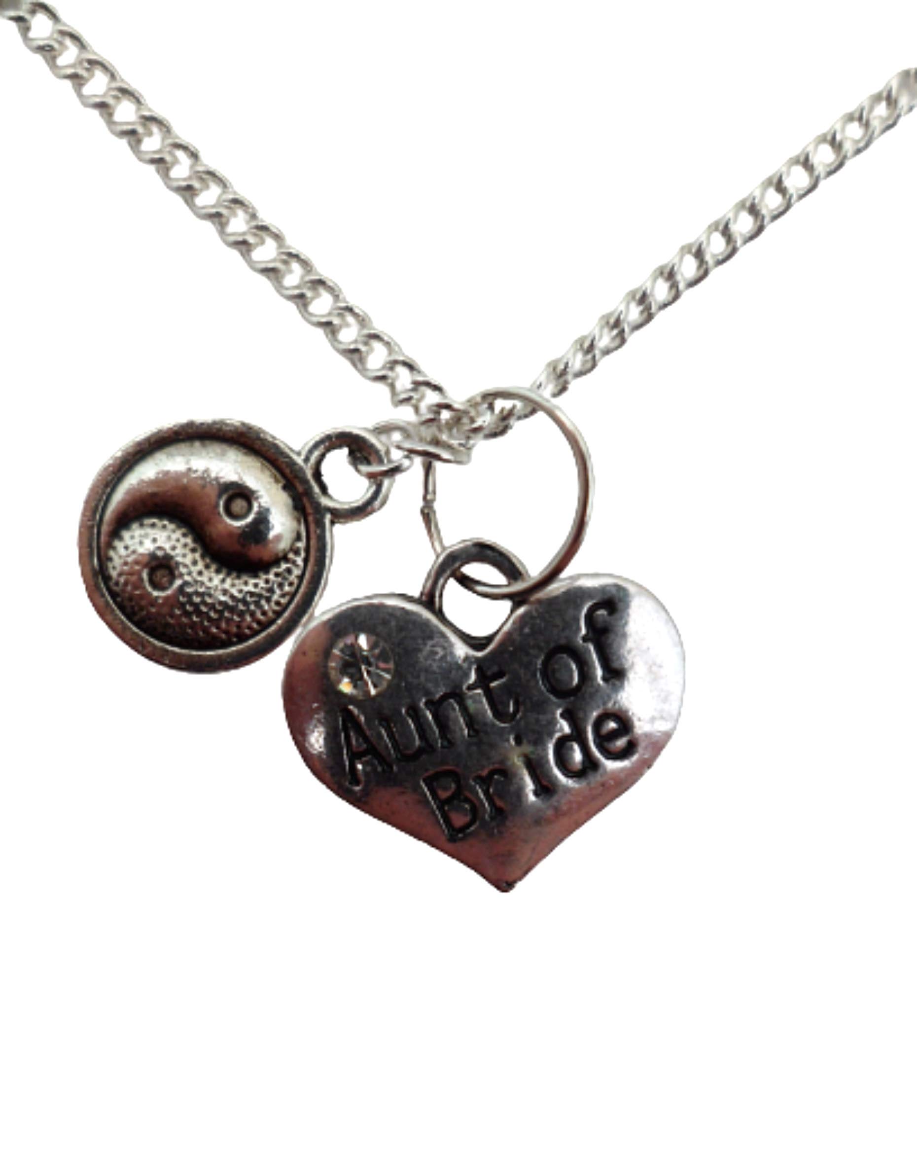 Silver Plated Heart Charm Necklace for Bride & Aunt - Wedding Gift