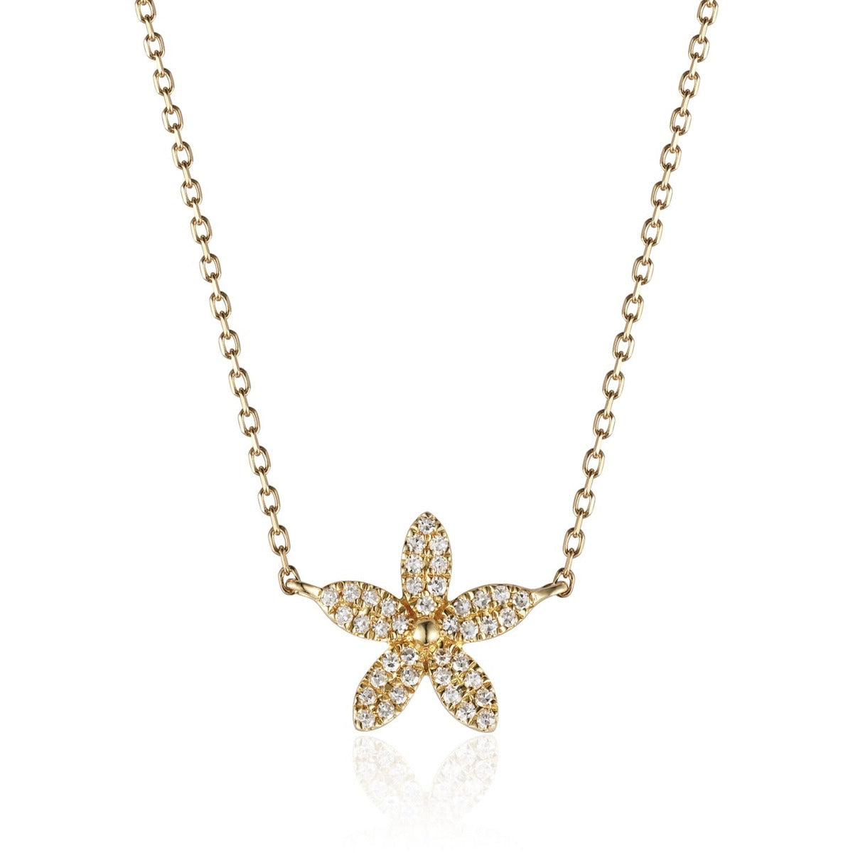14K Gold Diamond Flower Necklace for Women - Elegant Floral Pendant Jewelry for Gifts, Anniversaries & Special Occasions