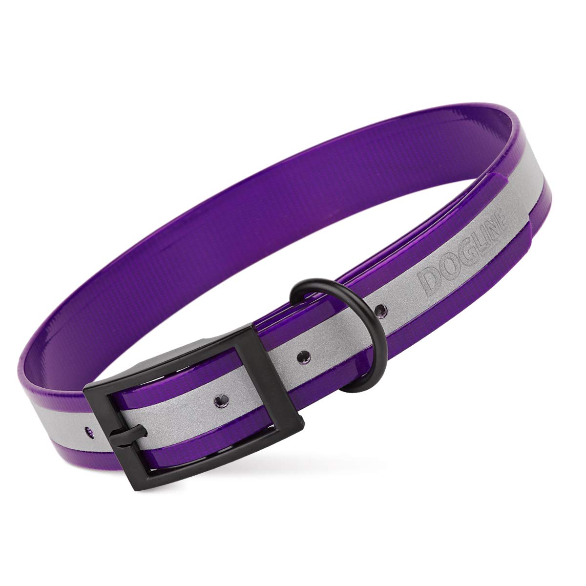 Premium Biothane Reflective Dog Collar - Waterproof, Odor-Proof & Easy Clean - Strong Coated Nylon Webbing with Black Hardware - Adjustable 22