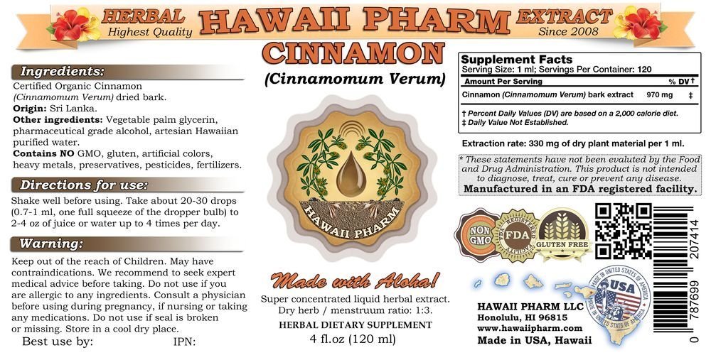 Organic Cinnamon Liquid Extract - Pure Cinnamon (Cinnamomum Verum) Bark Powder Tincture Supplement - 2x32 oz Unfiltered & Alcohol-Free - Supports Digestion & Blood Sugar - Perfect for Baking, Tea & Wellness Drinks
