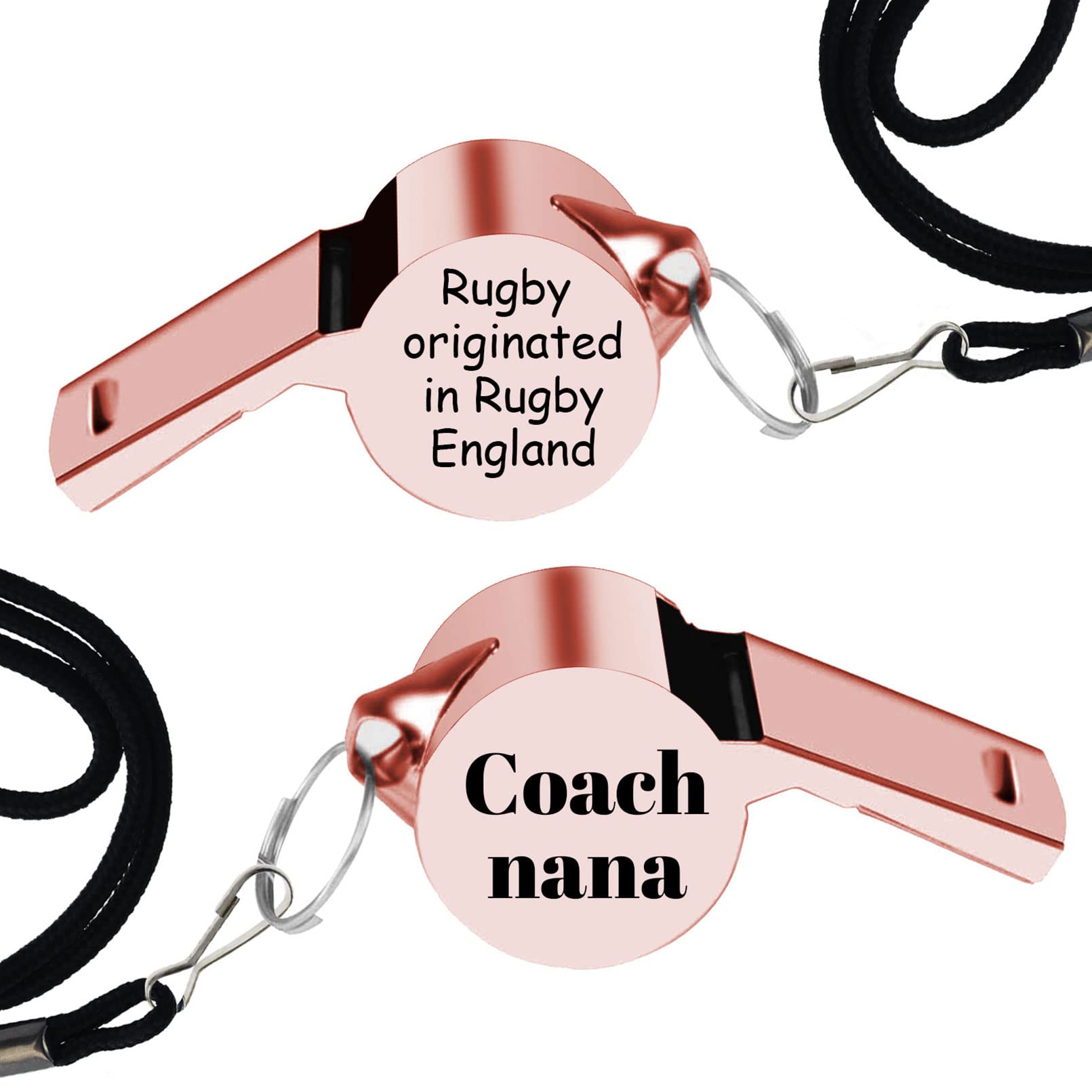 Personalized Coach Whistle with Lanyard - Stainless Steel Sports Whistle for Coaches, Referees & Teachers - Loud Silver/Gold/Rose Gold Custom Whistle Gift - Perfect for Soccer, Basketball, Football Games & Training Sessions