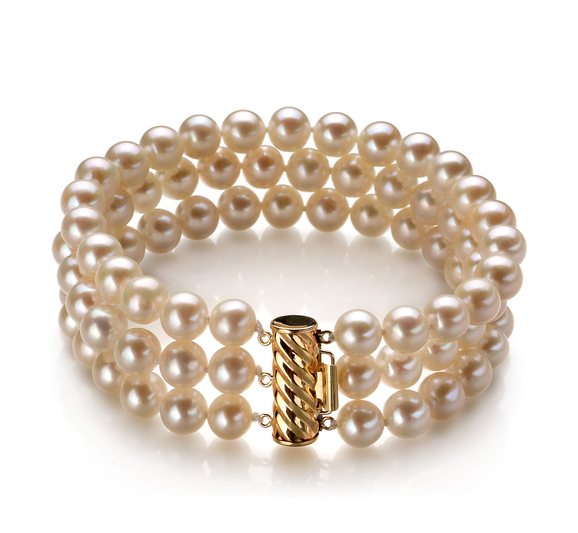 6-7mm AAA Grade Freshwater Cultured Pearl Bracelet for Women - Triple Strand White Pearl Jewelry Gift for Anniversary, Wedding & Special Occasions