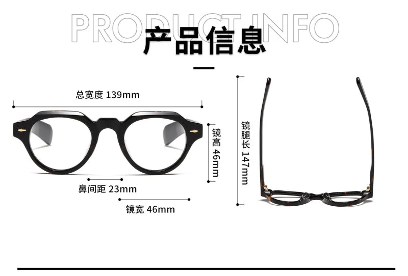 Black Acetate Eyeglasses for Women - Full Rim Flat Top Oval Round Frame (Model 13923) | Perfect for Reading, Work, and Everyday Fashion