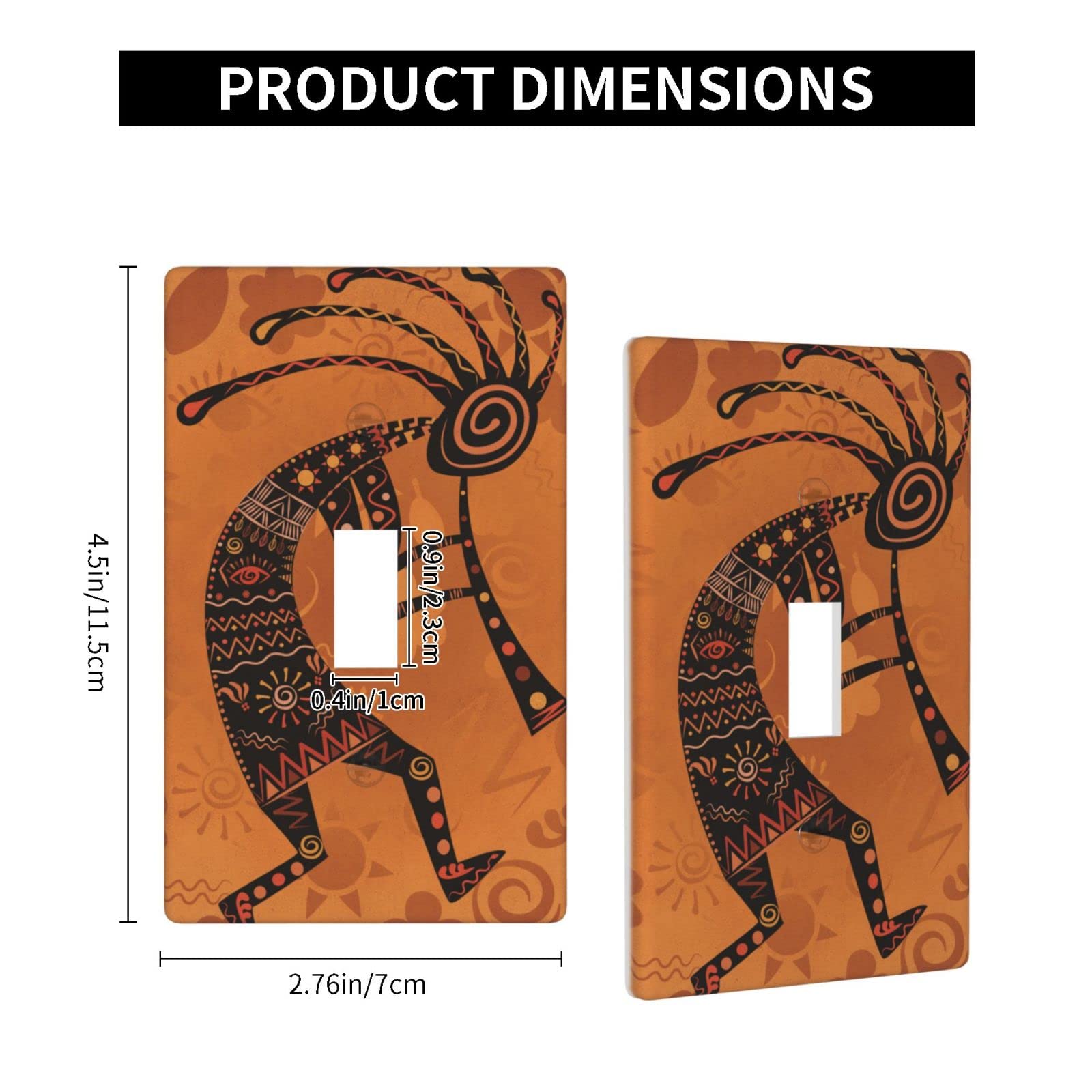 Southwest Native American Kokopelli Retro Flute Decor Print Light Switch Plate Cover - Plastic Wall Plate for Single Gang Toggle Switch - Perfect for Southwestern Home Decor, Bedroom, Living Room & Office