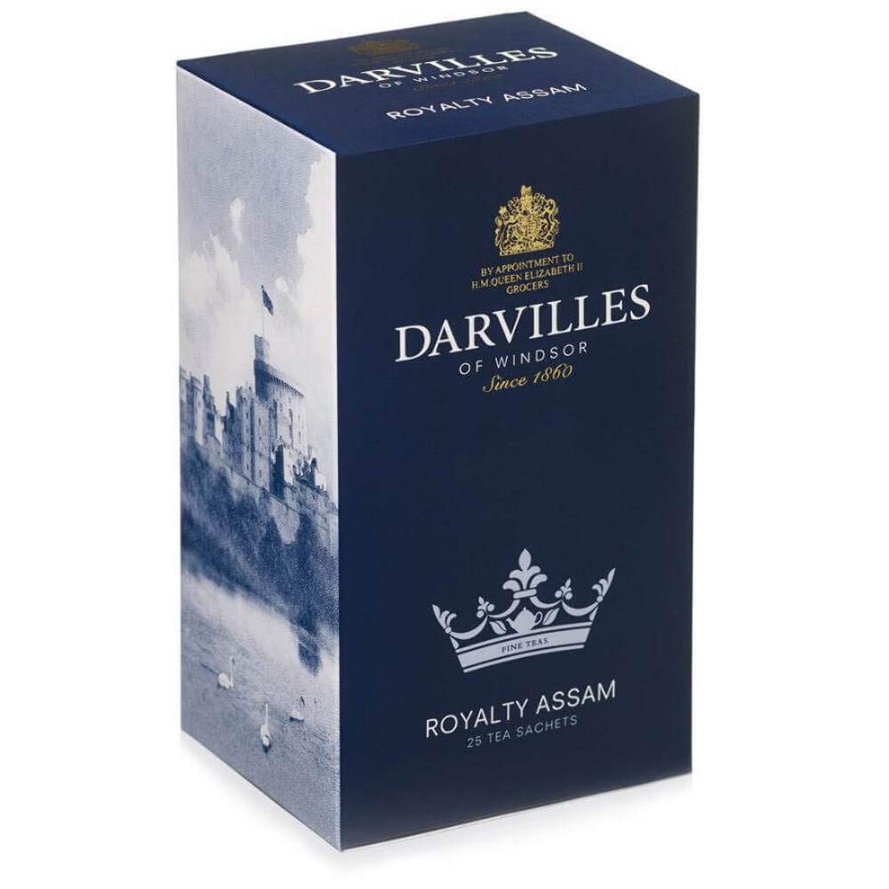 Premium Darvilles Royalty Assam Black Tea - 75 Tea Bags (3 Packs x 25) - Rich Flavor for Breakfast, Afternoon Tea & Relaxation