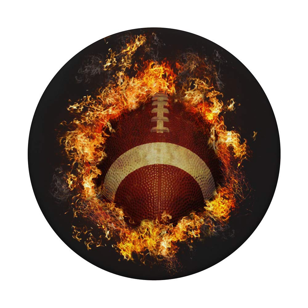 American Football Rugby Ball On Fire PopSockets PopGrip - Swappable Phone Grip for iPhone, Samsung & Tablets | Perfect for Sports Fans, Game Days & Phone Protection