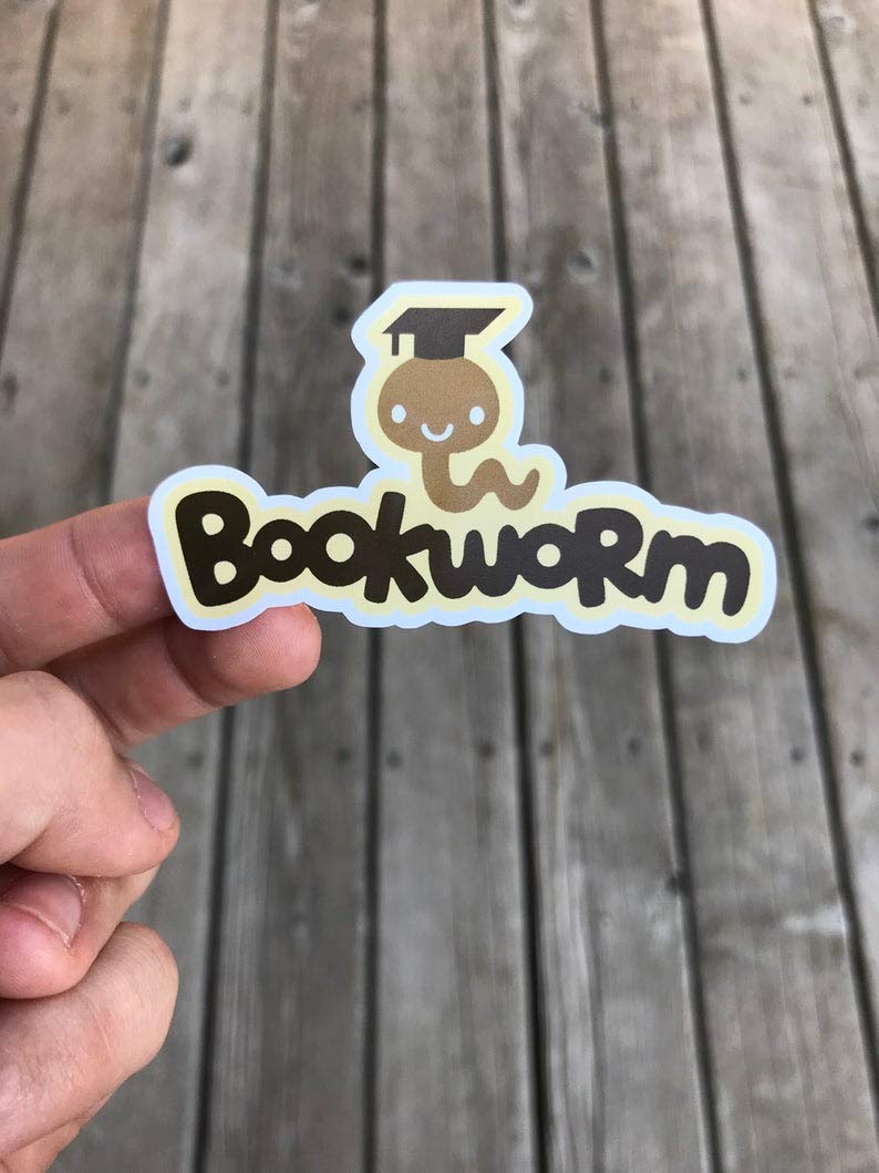 Bookworm Stickers - Decorative Vinyl Stickers for Laptop, Water Bottle, Phone, Window | Perfect for Book Lovers, Reading Enthusiasts & Library Decor