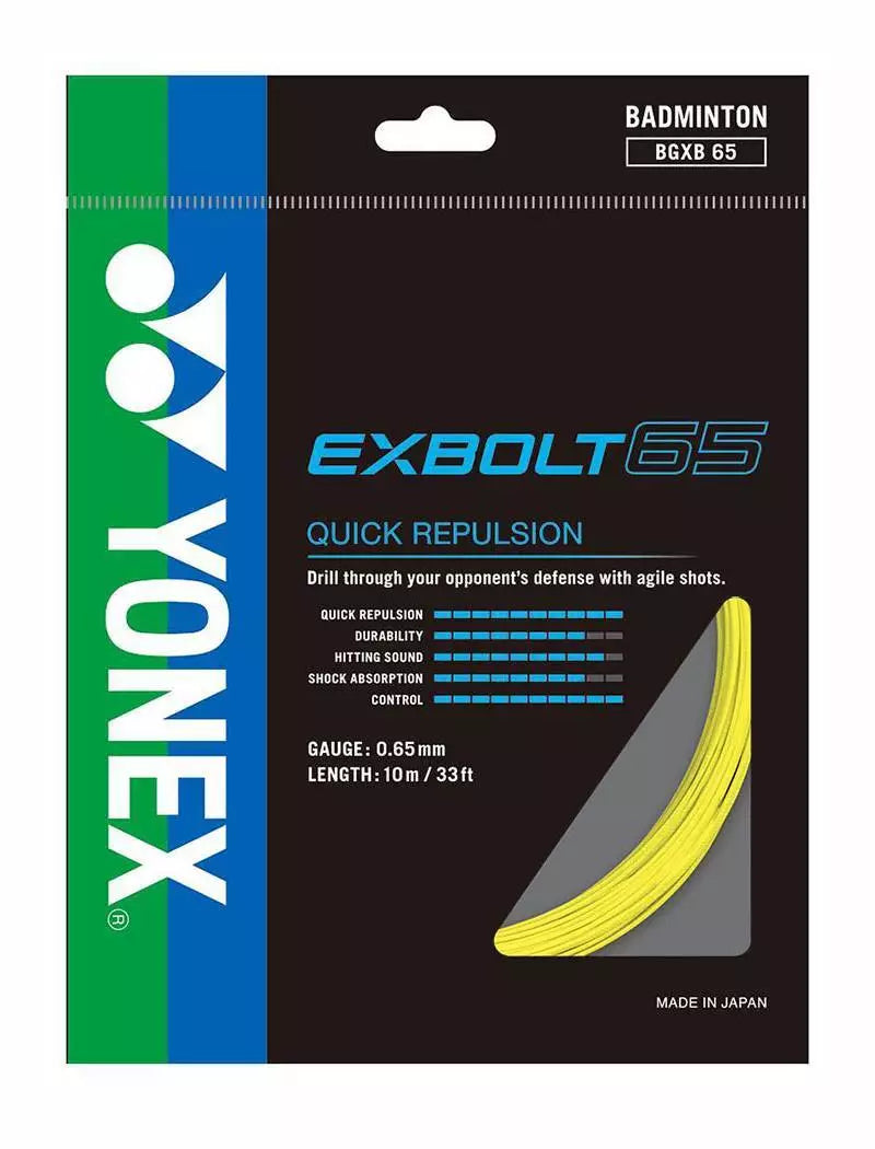 Yonex Exbolt 65 Badminton String Set (10m) - High Performance Badminton Racket String for Professional Players - Perfect for Tournament Play & Training Sessions