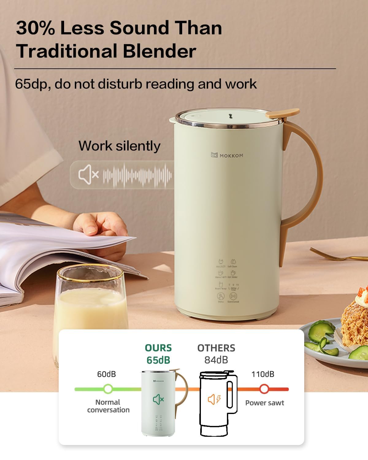 Premium Anti-Static Conical Burr Coffee Grinder & Automatic Nut Milk Maker - Electric, Quiet, Adjustable Coarseness - Perfect for Espresso, Cold Brew & Homemade Almond Milk (Green)