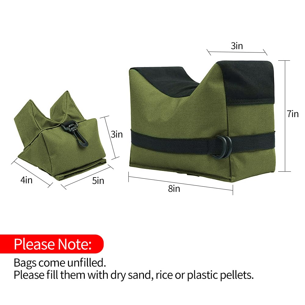 Shooting Rest Bags - Front & Rear Rifle Support Sandbag Stand Holders with 600D Polyester for Hunting & Target Practice - Perfect for Bench Rest Shooting, Long Range Precision, and Firearm Stability (Unfilled Bags)