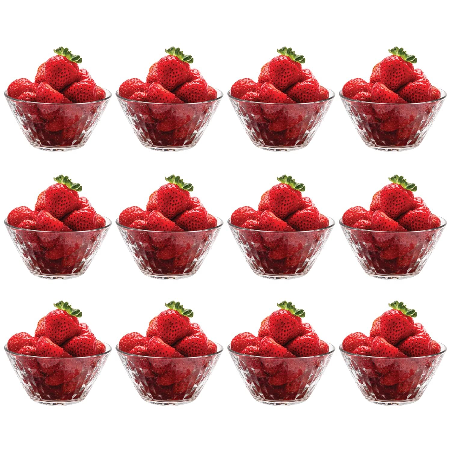 Vikko 12-Piece Glass Bowls Set - 7oz Small Glass Dishes for Desserts, Candy, Snacks, Ice Cream, Kitchen Prep & Serving - Microwave & Dishwasher Safe - Perfect for Parties, Entertaining & Daily Use