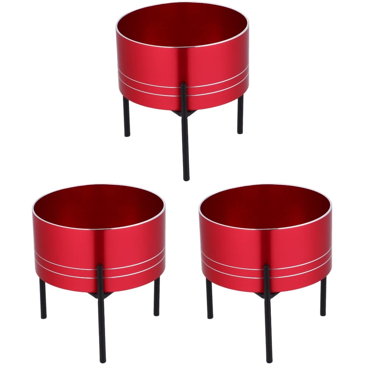 YARNOW 3-Piece Metal Tabletop Planter Set - Small Succulent Pots for Plants, Flowers, Herbs - Perfect for Home, Office, and Desk Decor