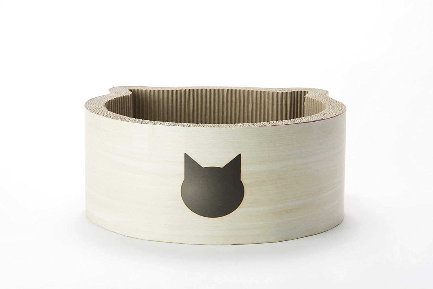 Necoichi Cat-Headed Scratcher Bed (Birch, Regular) - Reversible Cardboard Cat Scratching Board & Lounge Pad for Indoor Cats | Durable & Comfortable Cat Scratcher with Bowl Design - Perfect for Playtime, Napping & Stress Relief