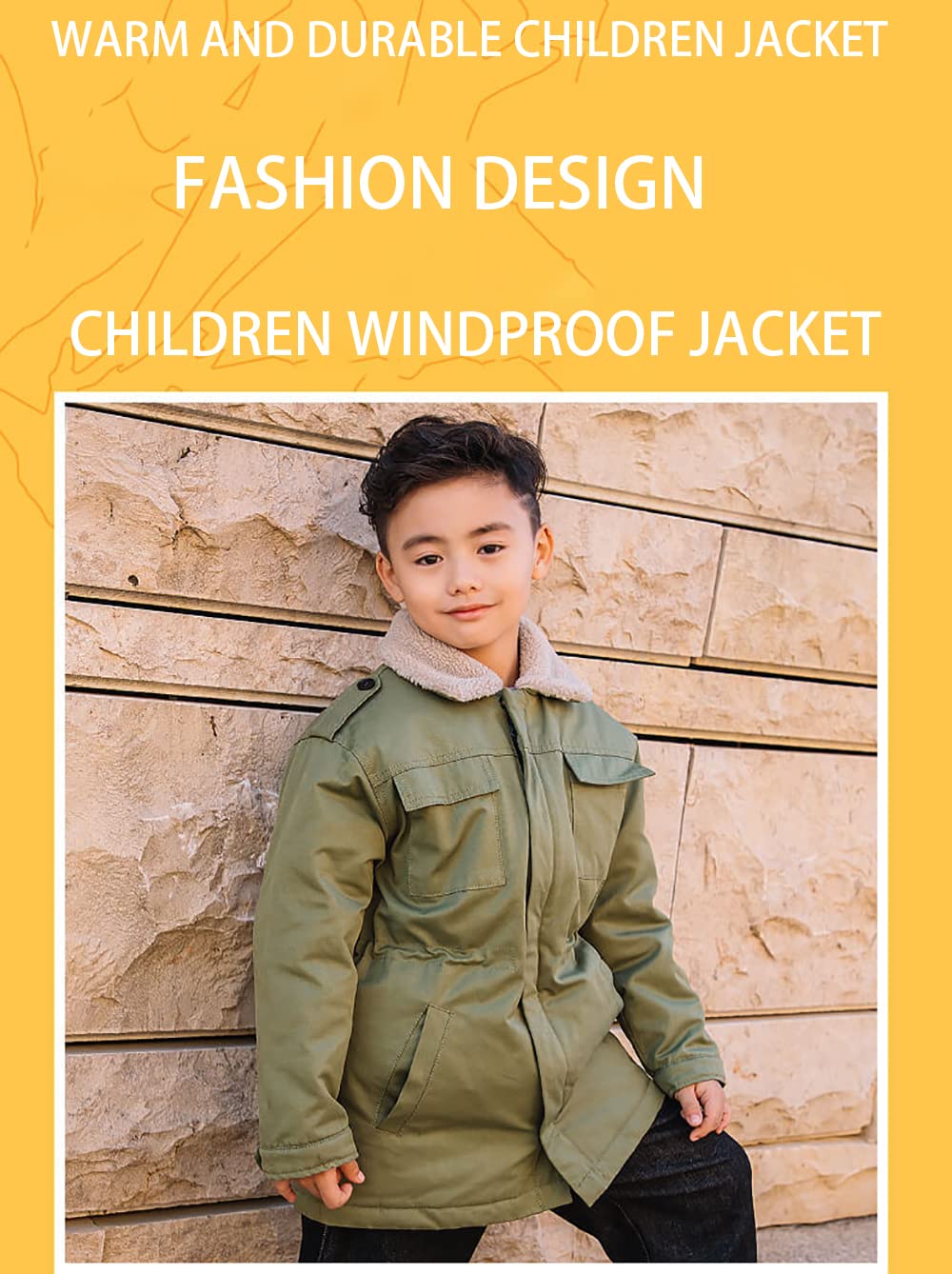CHERISH Boys Winter Coat - Windproof Thickened Jacket, Fleece-Lined Snow Parka for Cold Weather - Perfect for School, Outdoor Play & Snow Days (Size M)